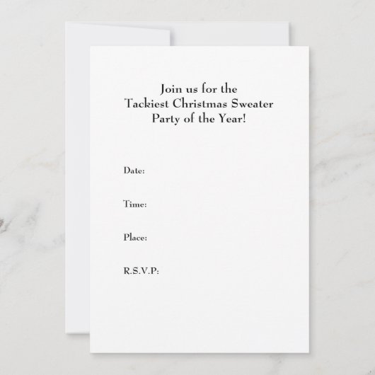 粘着性のクリスマスのセーターのパーティの招待状のおもしろいな小妖精や小人 招待状 (裏面)