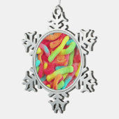 粘着性みみずキャンデーのクリスマスのオーナメント スノーフレークピューターオーナメント (右)
