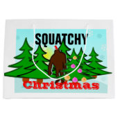 粘着性Squatchyのおもしろいなクリスマスビッグフット ラージペーパーバッグ (正面)
