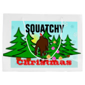 粘着性Squatchyのおもしろいなクリスマスビッグフット ラージペーパーバッグ (裏面)