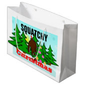 粘着性Squatchyのおもしろいなクリスマスビッグフット ラージペーパーバッグ (正面アングル)