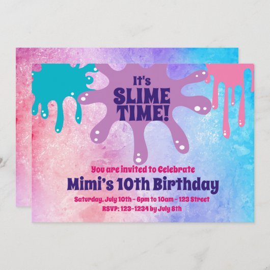 粘着物のパーティーの誕生会の招待 招待状 (正面/裏面)