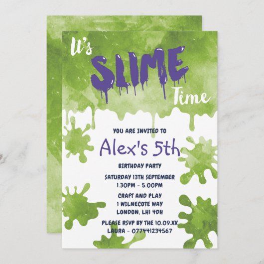 粘着物のパーティーの誕生日の招待状 招待状 (正面/裏面)