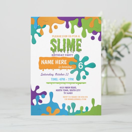 粘着物の誕生日の点滴注入の女の子の男の子の招待状 招待状 (スタンド正面)