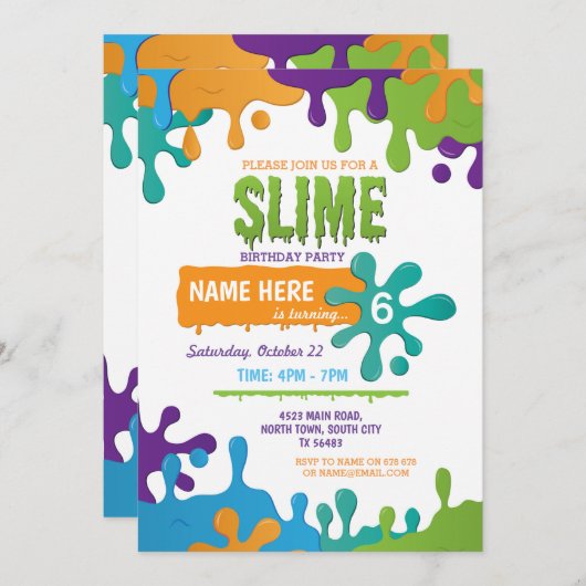 粘着物の誕生日の点滴注入の女の子の男の子の招待状 招待状 (正面/裏面)