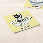 粥のJookの米のポリッジのお粥ボールの中国語は壊れます スクエアペーパーコースター (アングル)