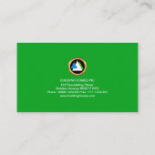 精力的で若々しいレトロの緑の一流の建築業者 名刺 (裏面)