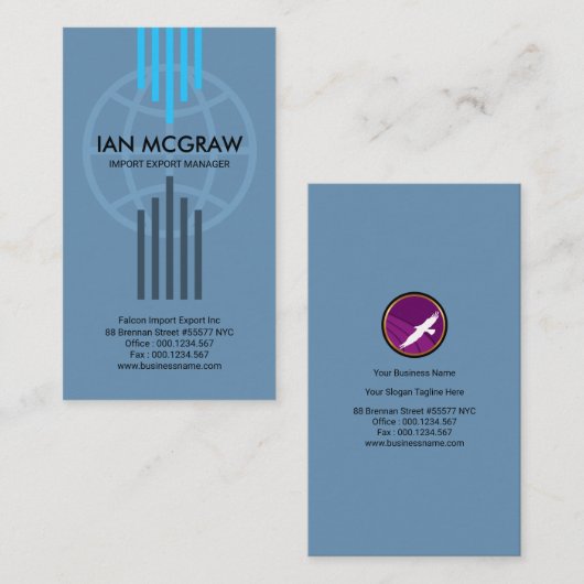 精力的な縦の全体的なライン輸出入 名刺 (正面/裏面)