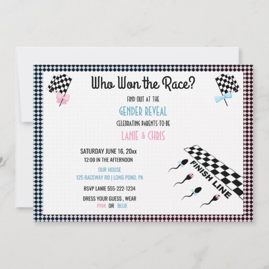 精子を明かす人種の性別を獲得したおもしろい人 招待状 (正面)