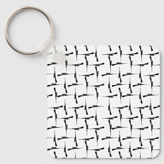 精密な追求:狩りモチーフ白黒P キーホルダー (正面)