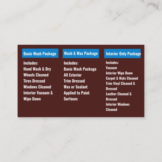 精密洗圧ブシンを詳述する移動洗車機 名刺 (裏面)