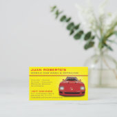 精密洗圧事業を詳述する移動洗車機 名刺 (スタンド正面)