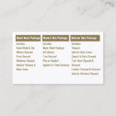 精密洗圧事業を詳述する移動洗車機 名刺 (裏面)