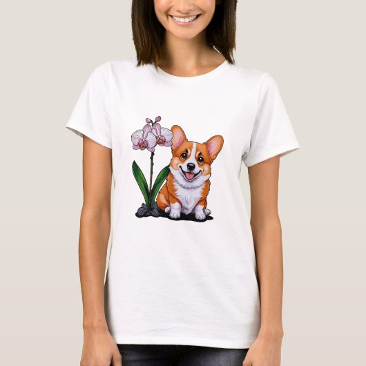 精巣摘出の可愛いコルギ Tシャツ (正面)