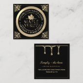 精巧なアーティザンブラックと金ゴールドメープルシロップ スクエア名刺 (正面/裏面)