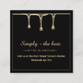 精巧なアーティザンブラックと金ゴールドメープルシロップ スクエア名刺 (裏面)