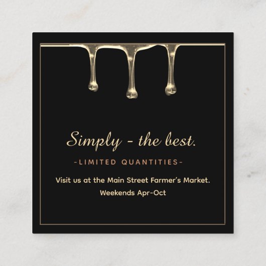 精巧なアーティザンブラックと金ゴールドメープルシロップ スクエア名刺 (裏面)
