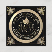 精巧なアーティザンブラックと金ゴールドメープルシロップ スクエア名刺 (正面)
