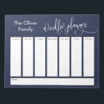 精巧なスクリプトシンプルプランナーウィークリー海軍 ノートパッド<br><div class="desc">この汎用性の高い週次プランナーは、ヘッダを除き、すべて編集可能な非常に基本的な要素で設定されている。「週次プランナー」という言葉は描写手の込んだ書道のフォントで書かれモダン、グラフィックとしてページの先頭に置かれている。[テンプレート]フィールドを使用して、フィット感のある詳細を追加する。色や他のフォントも変えもしろ！</div>