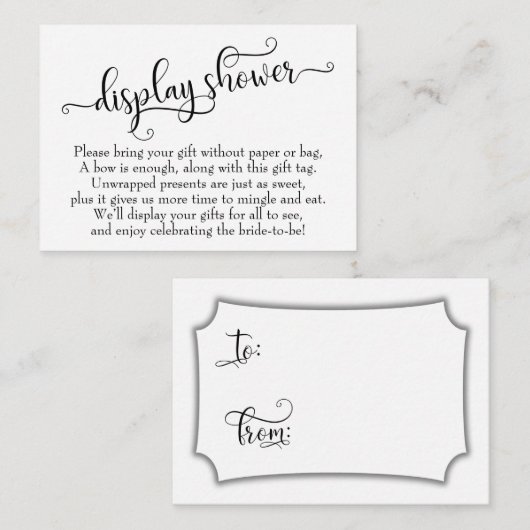 精巧なスクリプトディスプレイブライダルシャワーギフトカード エンクロージャーカード (正面/裏面)