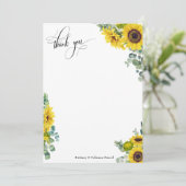 精巧なスクリプトユーカリ&サンフラワー サンキューカード (スタンド正面)