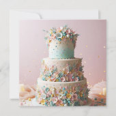 精巧なパステルフローラケーキ誕生日 カード (正面)