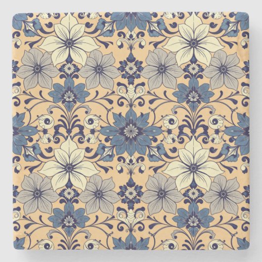 精巧なヴィンテージタイルデザイン ストーンコースター (正面)