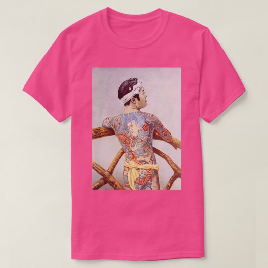 精巧な入れ墨の日本の男 Tシャツ (デザイン正面)