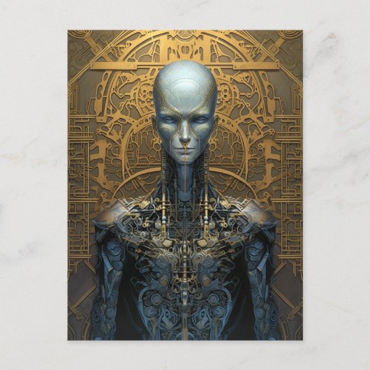 精巧な機械サイボーロボットSF ポストカード (正面)