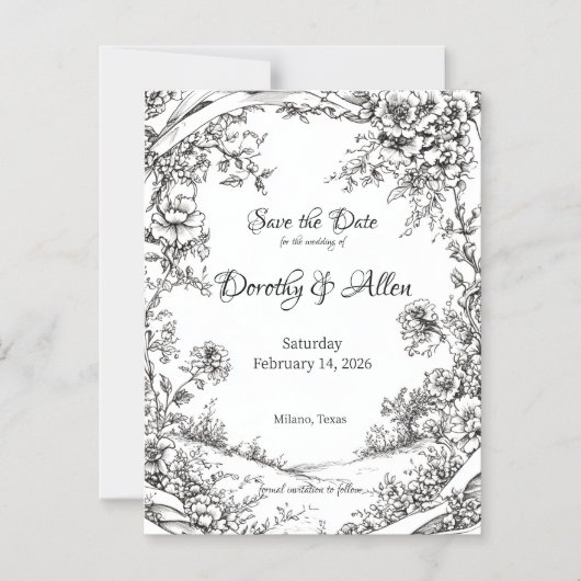 精巧な素朴フローラ マグネット招待状 (正面)