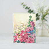 精巧な花模様とハミングバード水彩,カスタム ポストカード (スタンド正面)