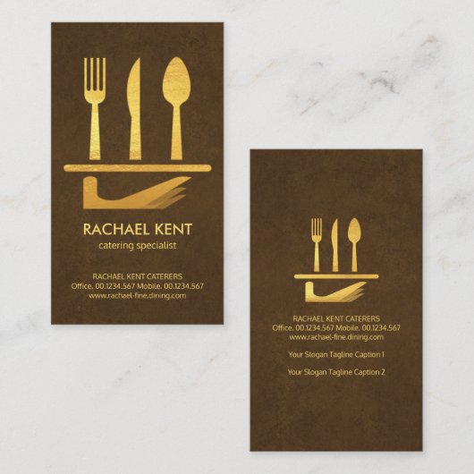 精巧な茶色の金ゴールド器具セット 名刺 (正面/裏面)