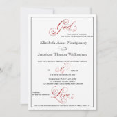 精巧な赤い神は愛クリスチャン結婚の 招待状 (正面)