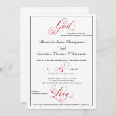 精巧な赤い神は愛クリスチャン結婚の 招待状 (正面/裏面)