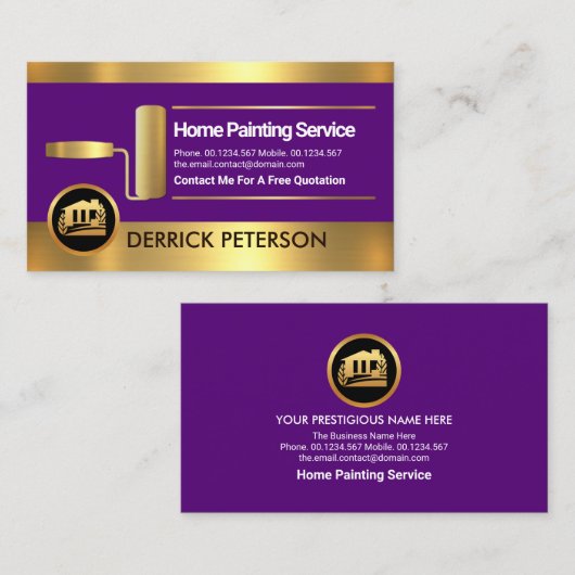 精巧な金ゴールドストライプローラ絵を描ーブラ絵を描シ's 名刺 (正面/裏面)