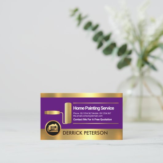 精巧な金ゴールドストライプローラ絵を描ーブラ絵を描シ's 名刺 (スタンド正面)