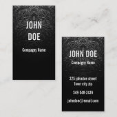 精巧に飾られる黒い革 名刺 (正面/裏面)