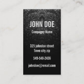 精巧に飾られる黒い革 名刺 (裏面)