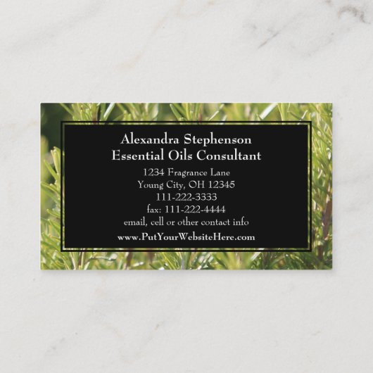 精油ビジネスローズマリーの草の健康 名刺 (裏面)