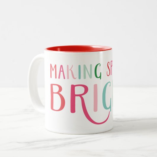 精神に明るいクリスマスの休日をします ツートーンマグカップ (正面左)