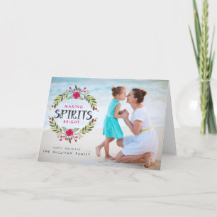 精神に明るいリースの写真によって折られるカードをします シーズンカード