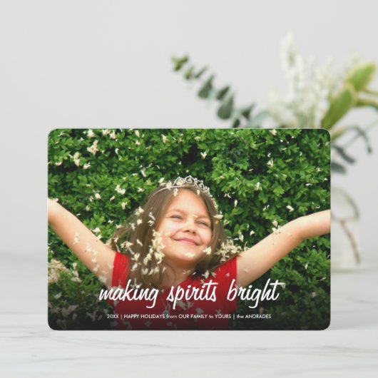精神に明るく平らな休日の写真のクリスマスをします シーズンカード (スタンド正面)