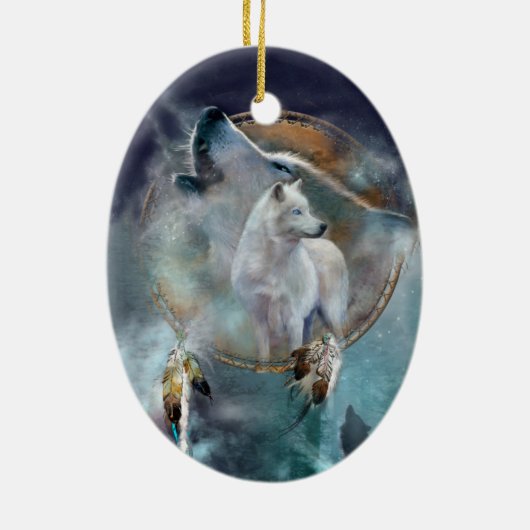 精神のオオカミの芸術のオーナメント セラミックオーナメント (裏面)
