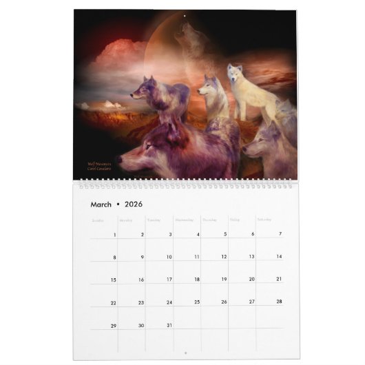 精神のオオカミ2の芸術のカレンダー カレンダー (3月 2026)