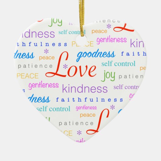 精神のカラフルの愛平和喜びのフルーツ セラミックオーナメント (正面)