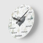 精神のキリスト教の美徳のヴィンテージの金ゴールドのフルーツ ラウンド壁時計 (傾斜)