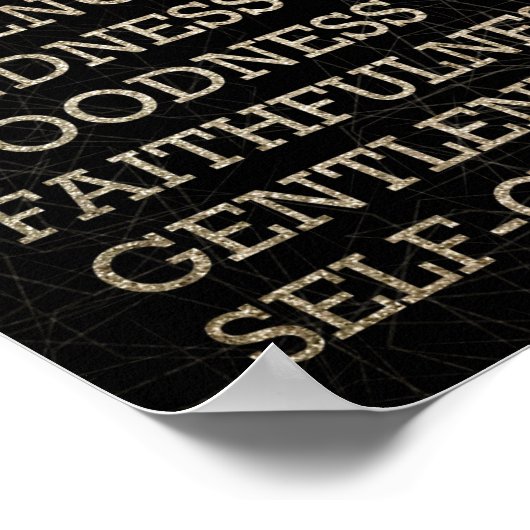 精神の果実 – 美徳 – グリッター ポスター (角)