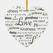 精神の白黒の愛平和喜びのフルーツ セラミックオーナメント (正面)