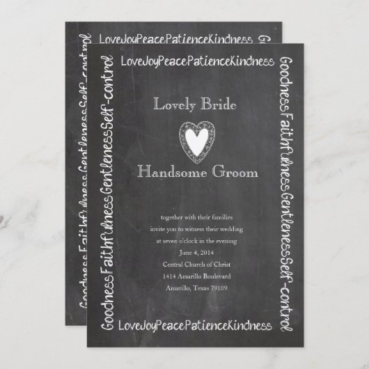 精神の黒板の結婚式招待状のフルーツ 招待状 (正面/裏面)