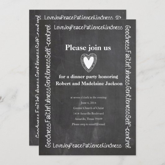 精神の黒板の記念パーティーのフルーツ 招待状 (正面/裏面)